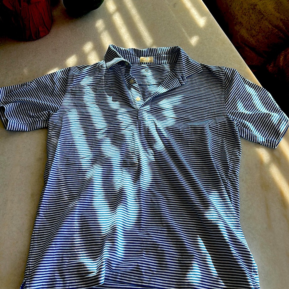 Johnnie-o striped blue polo
